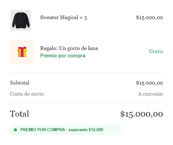 Carrito con el regalo por compra agregado automáticamente